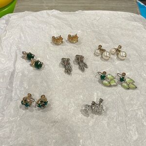 Vintage clip on screwback earrings set of seven pairs